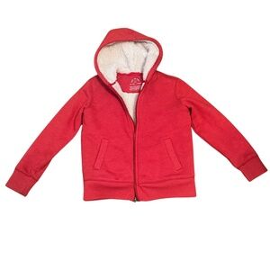 Primary Teddy Sherpa Fleece Lined Hoodie Zip Up Red Size 6-7